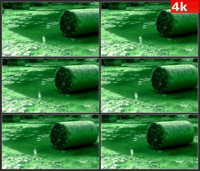 4K0668碧绿的青苔 地面的水洼 高清实拍视频素材
