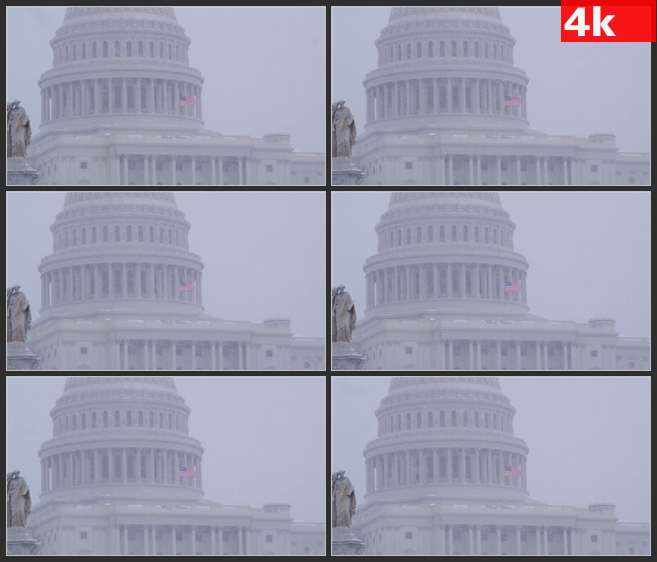 4K0676暴风雪中的美国大厦2 高清实拍视频素材