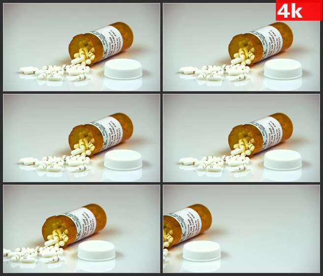 4K0688白色药丸和药瓶 高清实拍视频素材