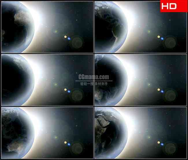 BG0001-地球旋转光线照耀太空高清LED视频背景素材