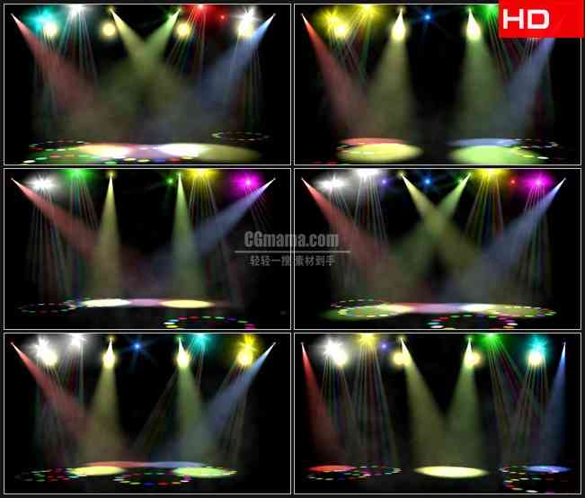 BG0004-旋转彩色舞台聚光灯高清LED视频背景素材