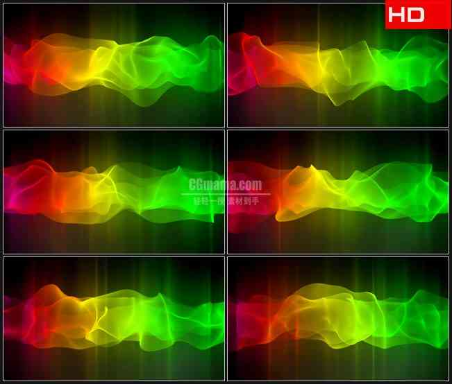BG0016-彩虹红绿黄彩条波纹运动高清LED视频背景素材