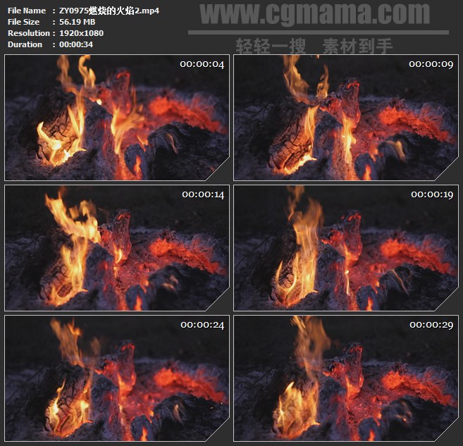 ZY0975燃烧的火焰高清实拍视频素材