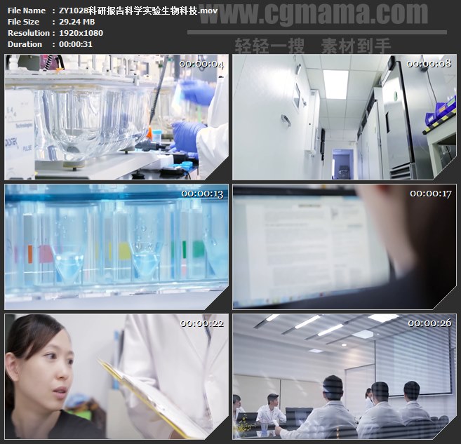 ZY1028科研报告科学实验生物科技高清实拍视频素材