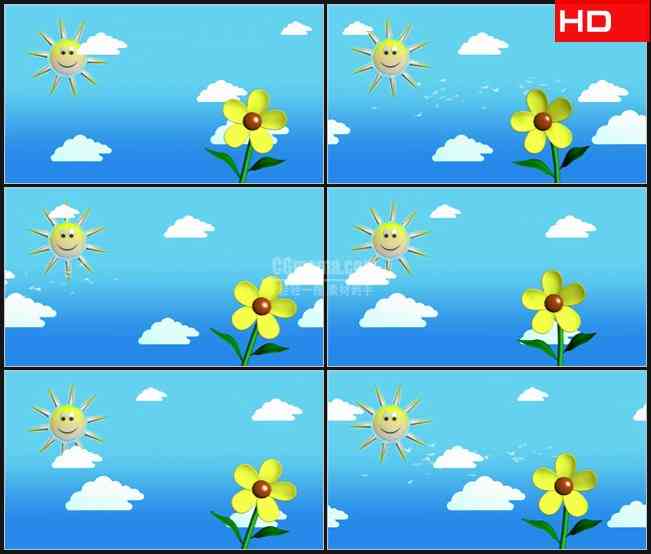 BG0124-儿童卡通小花太阳白云高清LED视频背景素材