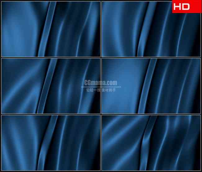 BG0138-蓝色金属光绸缎飘动动态背景摘要高清LED视频背景素材