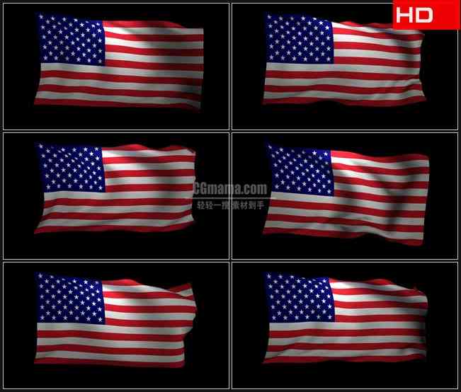 BG0162-美国国旗星条旗飘动高清LED视频背景素材