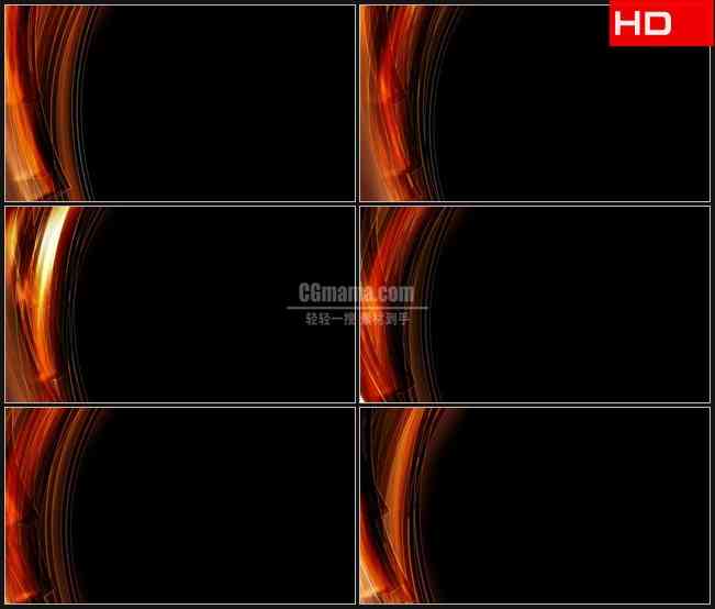 BG0208-火红橙色左边框弧形半透装饰透明通道摘要高清LED视频背景素材