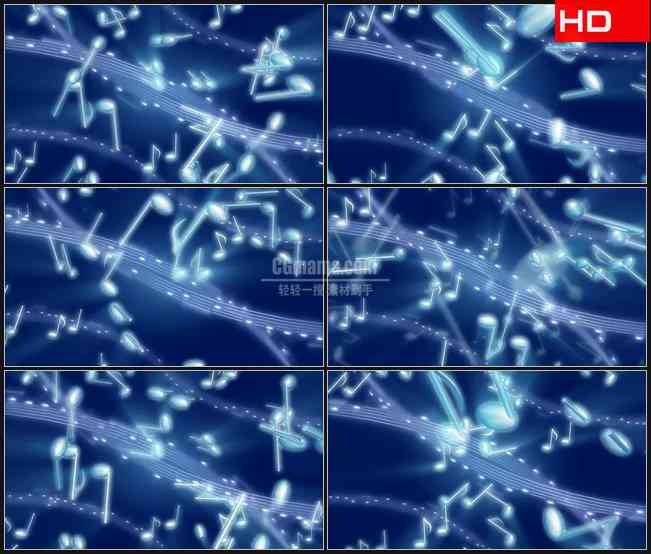 BG0225-蓝色音符飞舞音乐高清LED视频背景素材