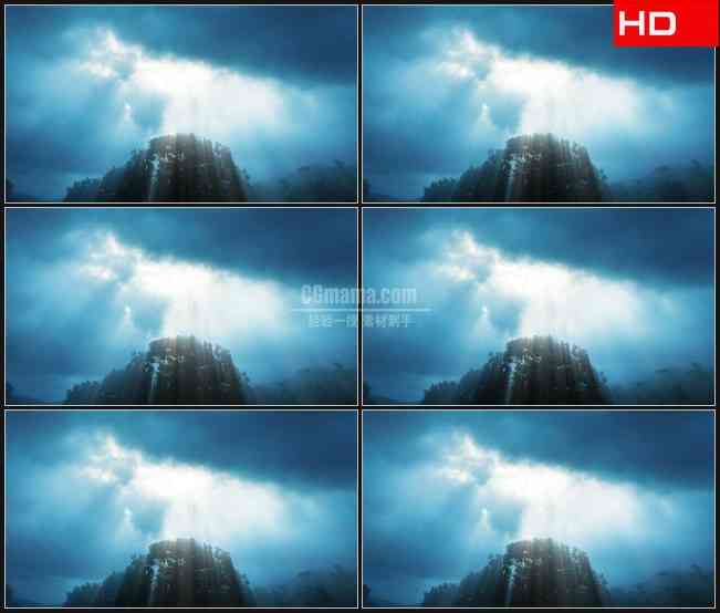 BG0233-蓝色天空晚上光线穿过云层高清LED视频背景素材
