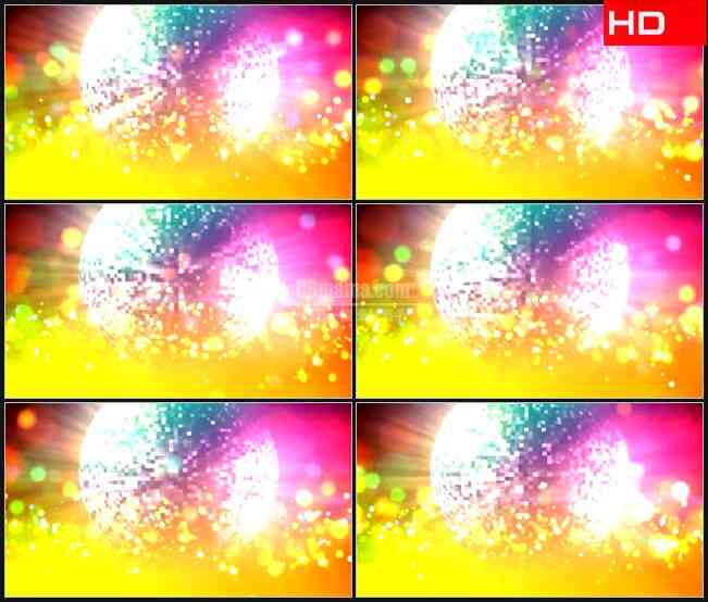BG0240-彩虹迪斯科球转动粒子飞舞酒吧KTV夜店高清LED视频背景素材