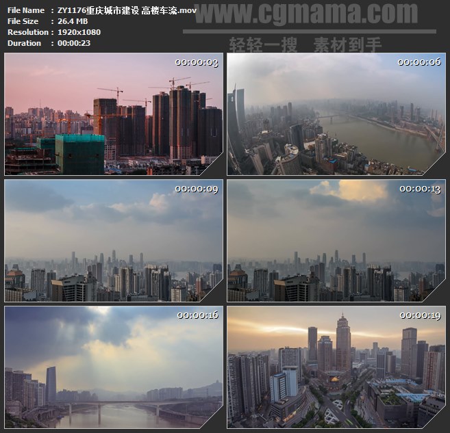 ZY1176重庆城市建设 高楼车流高清实拍视频素材