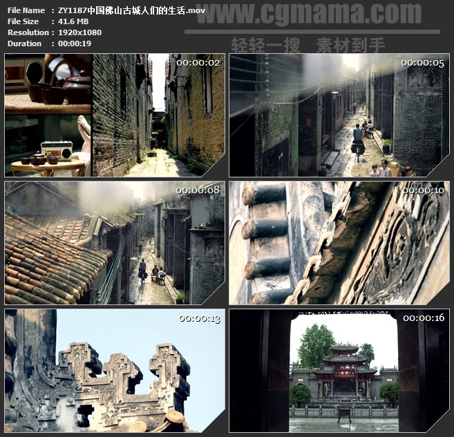 ZY1187中国佛山古城人们的生活高清实拍视频素材