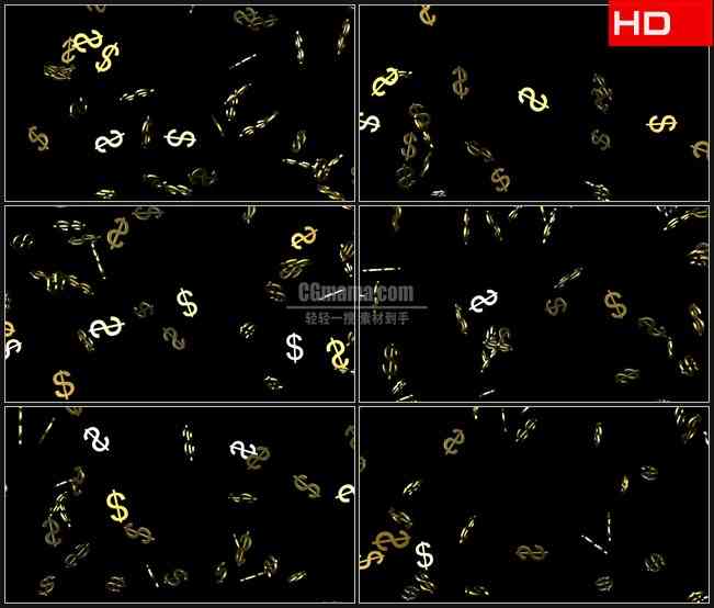 BG0273-下落金色美元符号钱高清LED视频背景素材