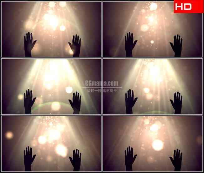 BG0283-光粒子灯光欢呼双手高清LED视频背景素材