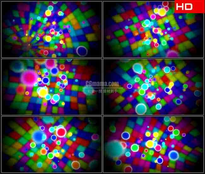 BG0307-动感彩色方块马赛克圆球波点动态背景高清LED视频背景素材