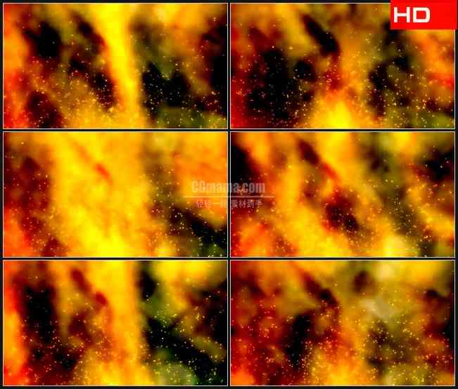 BG0313-大火橙色火焰粒子颗粒荧光动态背景高清LED视频背景素材