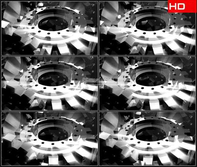 BG0319-灰色旋转齿轮工业高清LED视频背景素材
