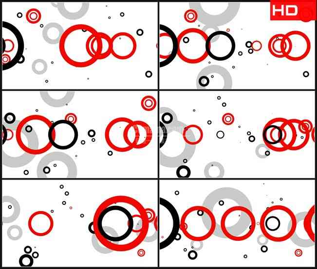 BG0400-红色黑色灰色圆圈圆环缩放白色背景高清LED视频背景素材