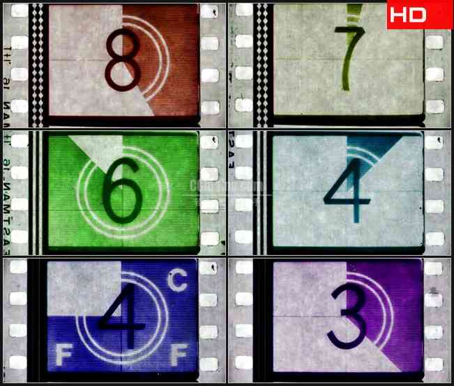 BG0413-老电影彩色胶卷数字倒计时高清LED视频背景素材