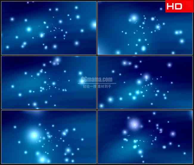 BG0458-蓝色背景白色萤火粒子朦胧梦幻背景高清LED视频背景素材
