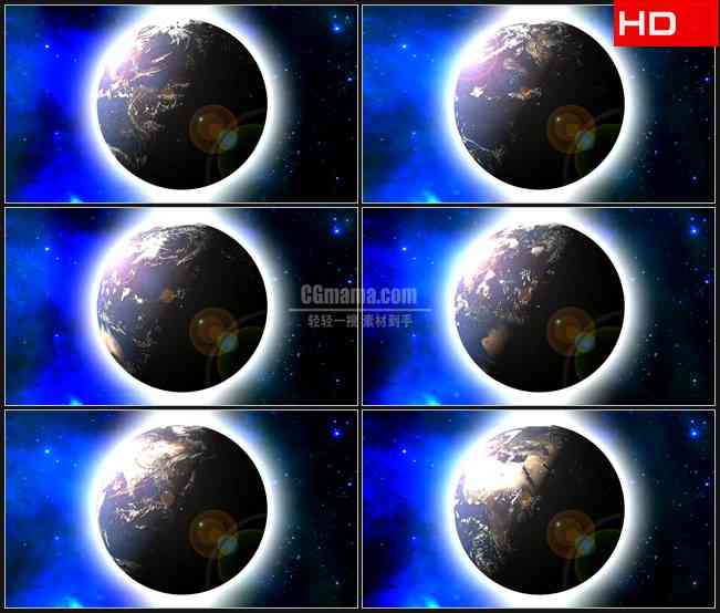 BG0489-地球在空间白昼和黑夜光晕高清LED视频背景素材