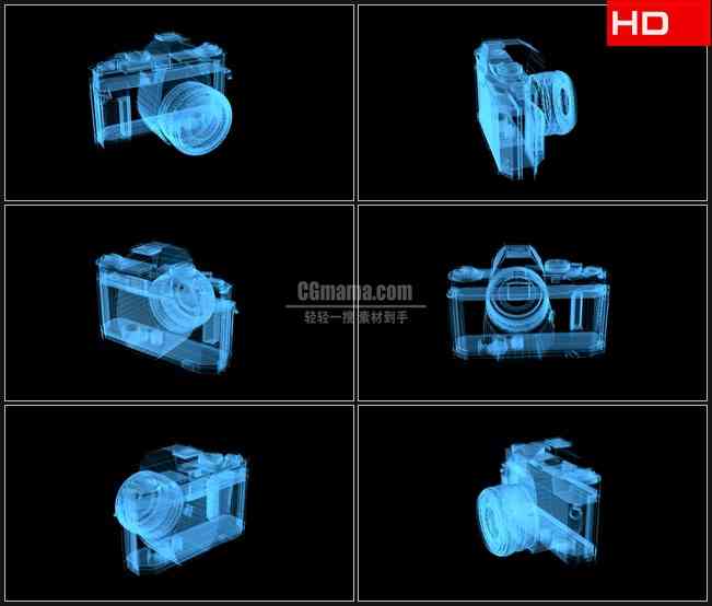 BG0498-蓝光三维相机摄像机模型高清LED视频背景素材