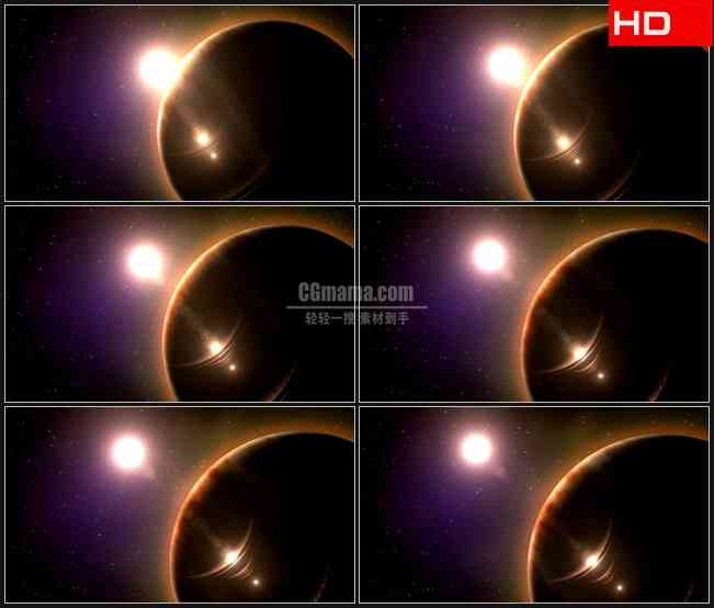 BG0501-太阳和行星在空间高清LED视频背景素材