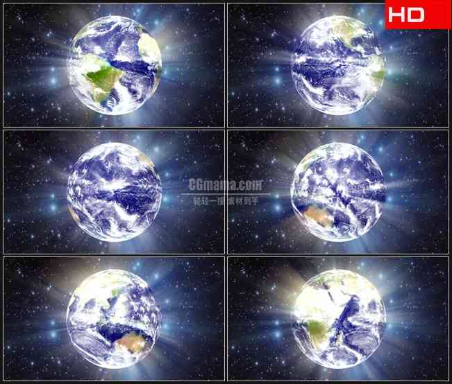 BG0755-恒星地球旋转光线星空高清LED视频背景素材