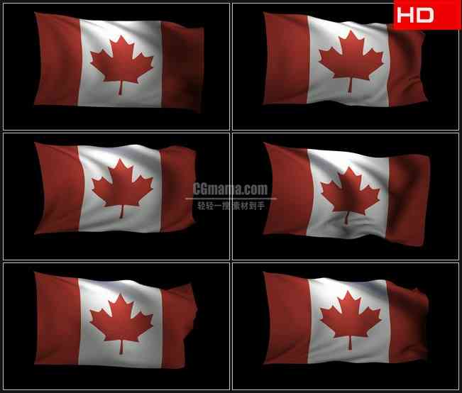 BG0759-加拿大国旗飘动三维渲染高清LED视频背景素材