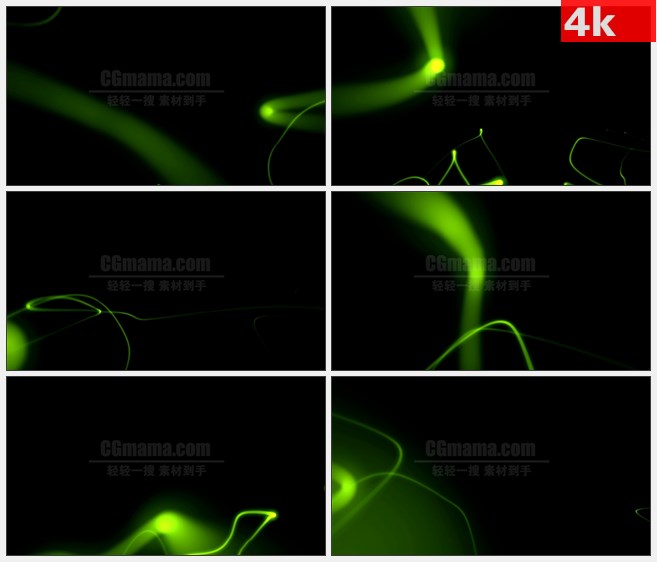 4K0735LED大屏背景素材 绿色抽象光线动画 追踪特效 高清LED视频背景素材