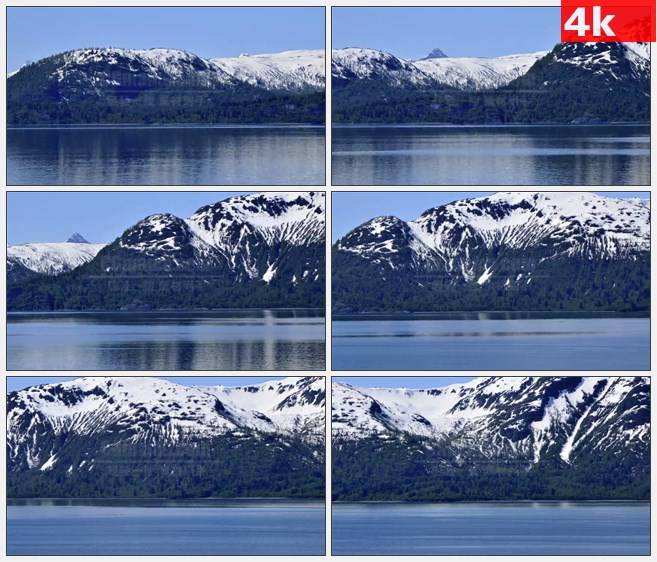 4K0760阿拉斯加山脉雪山航线河流蓝天自然美景高清实拍视频素材