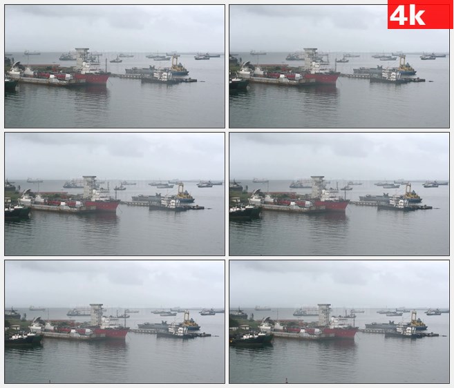 4K0770巴拿马运河港口停泊游轮货轮高清实拍视频素材