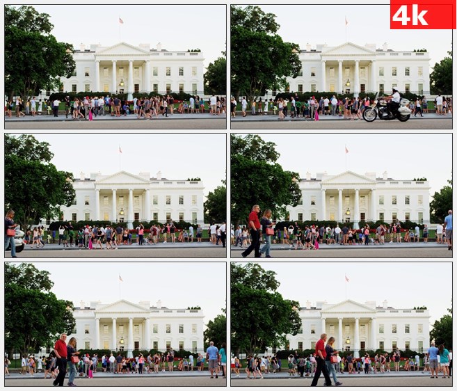 4K0772白宫街道参观游人拍照高清实拍视频素材