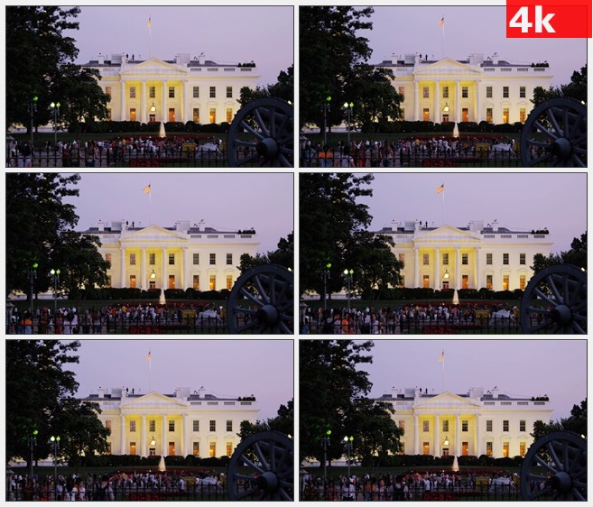 4K0781傍晚白宫门外游人拍照游玩高清实拍视频素材