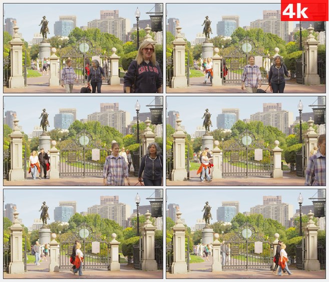 4K0787保罗尊雕像公园游人散步高清实拍视频素材
