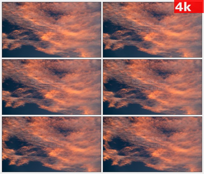 4K0816橙红色晚霞火烧云天空自然美景高清实拍视频素材