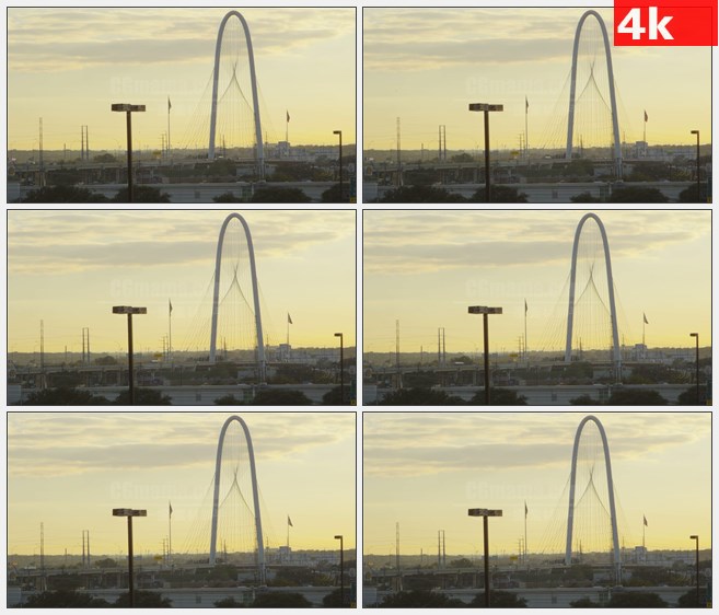4K0829达拉斯 玛格丽特亨特山大桥美景高清实拍视频素材