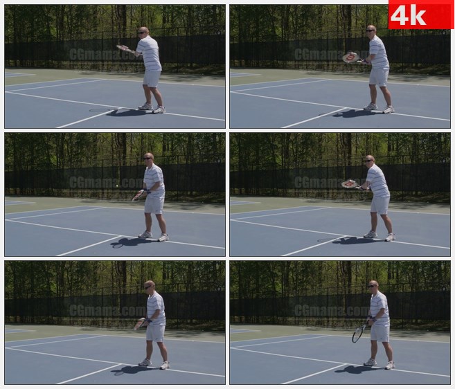 4K0846戴墨镜男子回击打网球高清实拍视频素材