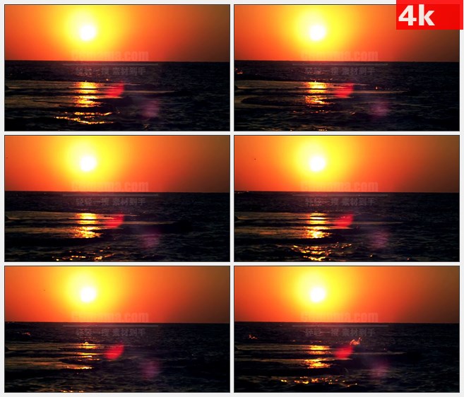 4K0856地中海日落夕阳晚霞海浪礁石高清实拍视频素材