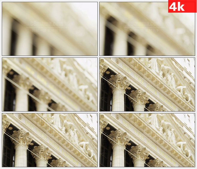 4K0868对焦纽约证券交易所大楼高清实拍视频素材