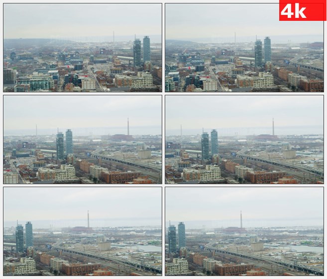 4K0871多伦多市城市码头雾霾高清实拍视频素材