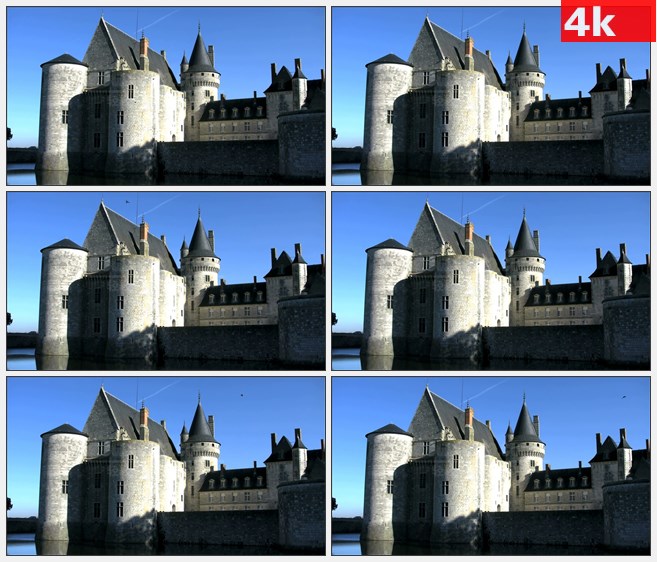 4K0880法国尖顶城堡高清实拍视频素材