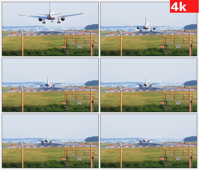 4K0890飞机降落滑行进入跑道高清实拍视频素材（注：此素材是1080p）