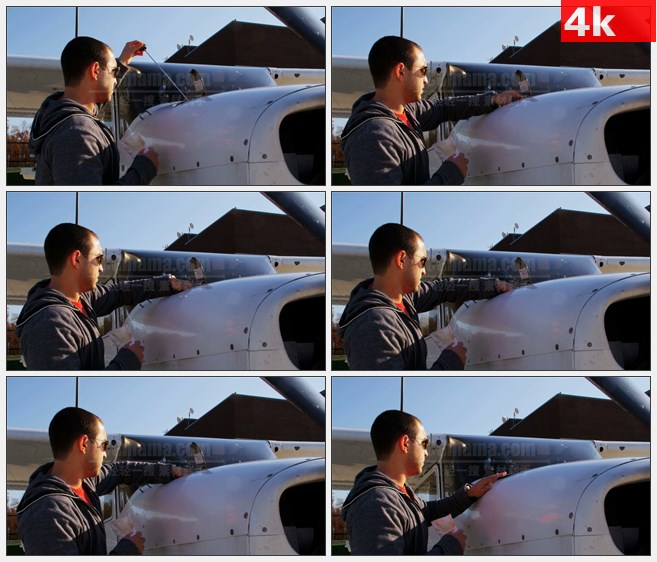 4K0893飞行员检查汽油高清实拍视频素材