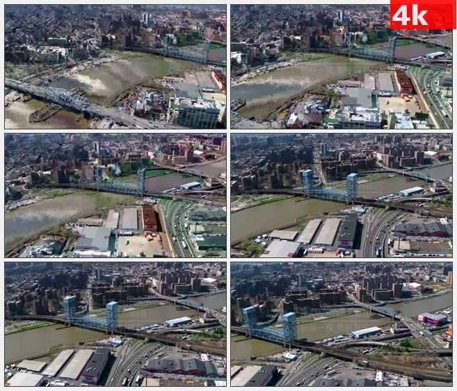 4K0913俯拍城市泽西市大桥高清实拍视频素材