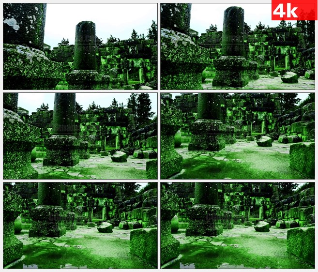 4K0941古代犹太教会堂遗址绿色调高清实拍视频素材