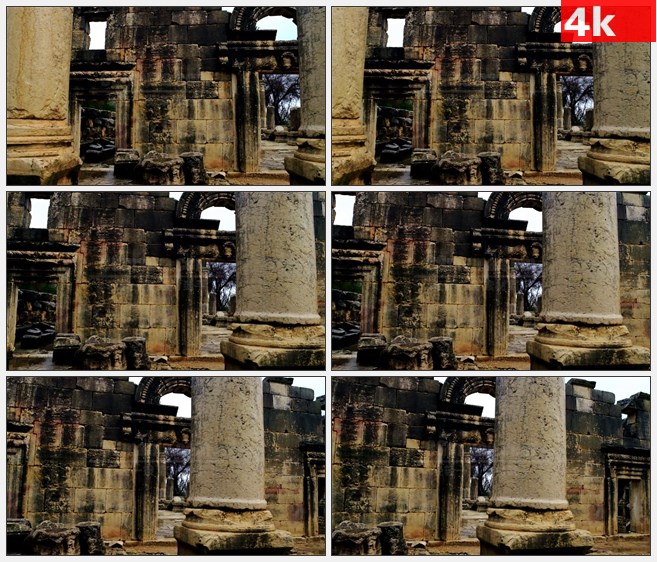 4K0948国外古教堂遗址石头建筑遗址高清实拍视频素材