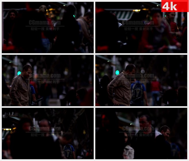 4K0951国外街头行人高清实拍视频素材