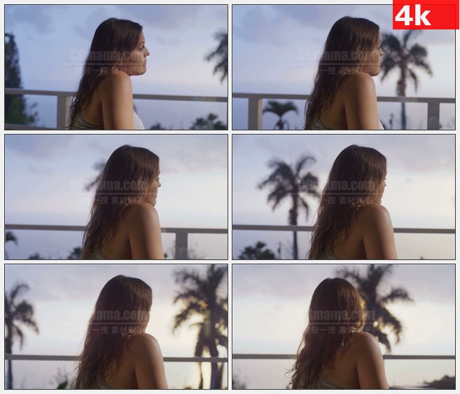 4K0953国外金发女孩海滩渡假特写高清实拍视频素材